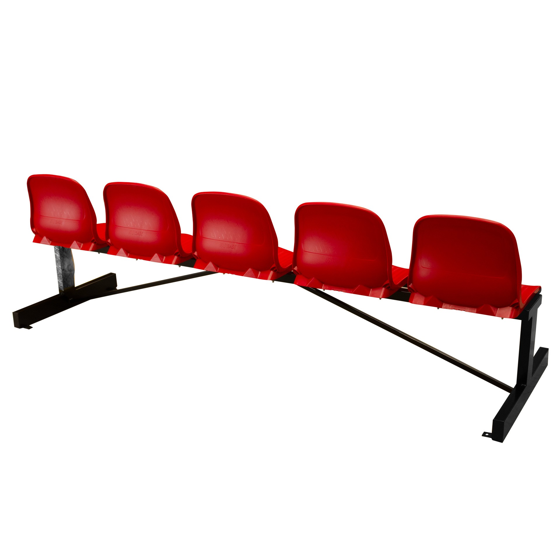 BANCO METÁLICO NEW CON ASIENTO ROJO PVC -5 PLAZAS-RESPALTO ALTO - Imagen 2