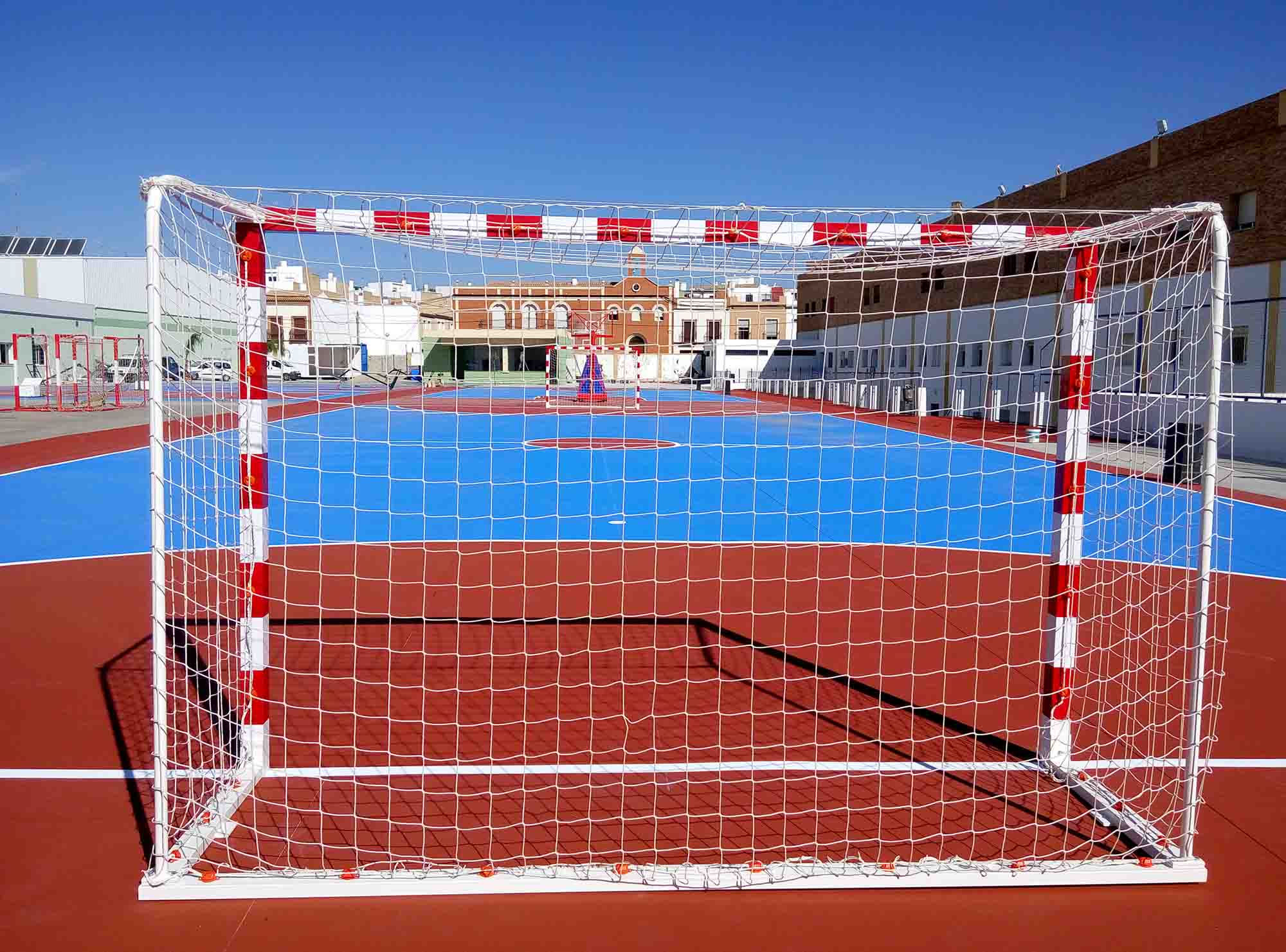 JGO PORTERÍAS F.SALA/BALONMANO METÁLICAS TRASLADABLES 80X80MM CON BASE 80X40MM - Imagen 3