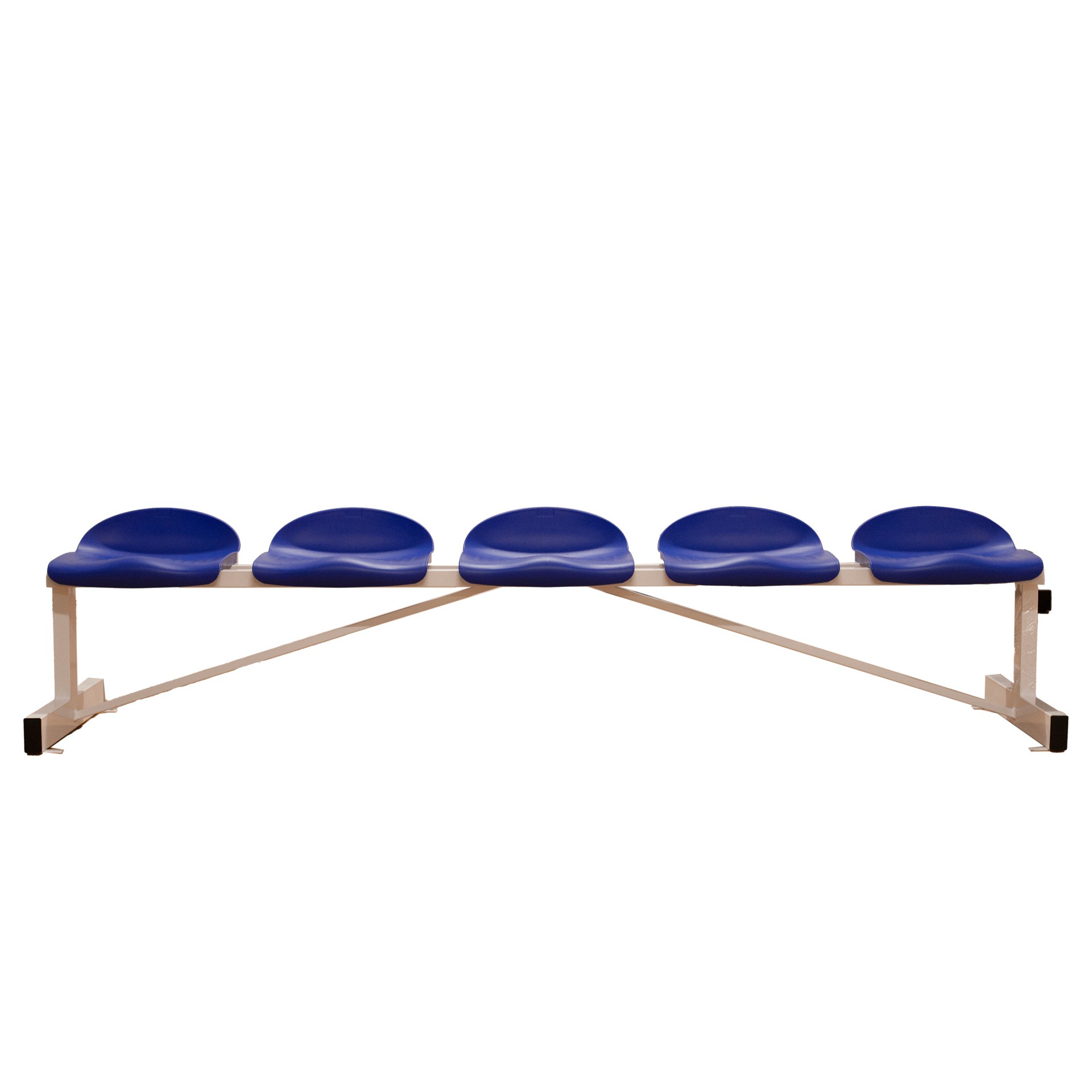 BANCO METÁLICO CON ASIENTOS AZUL PVC-5 PLAZAS- RESPALDO BAJO - Imagen 3
