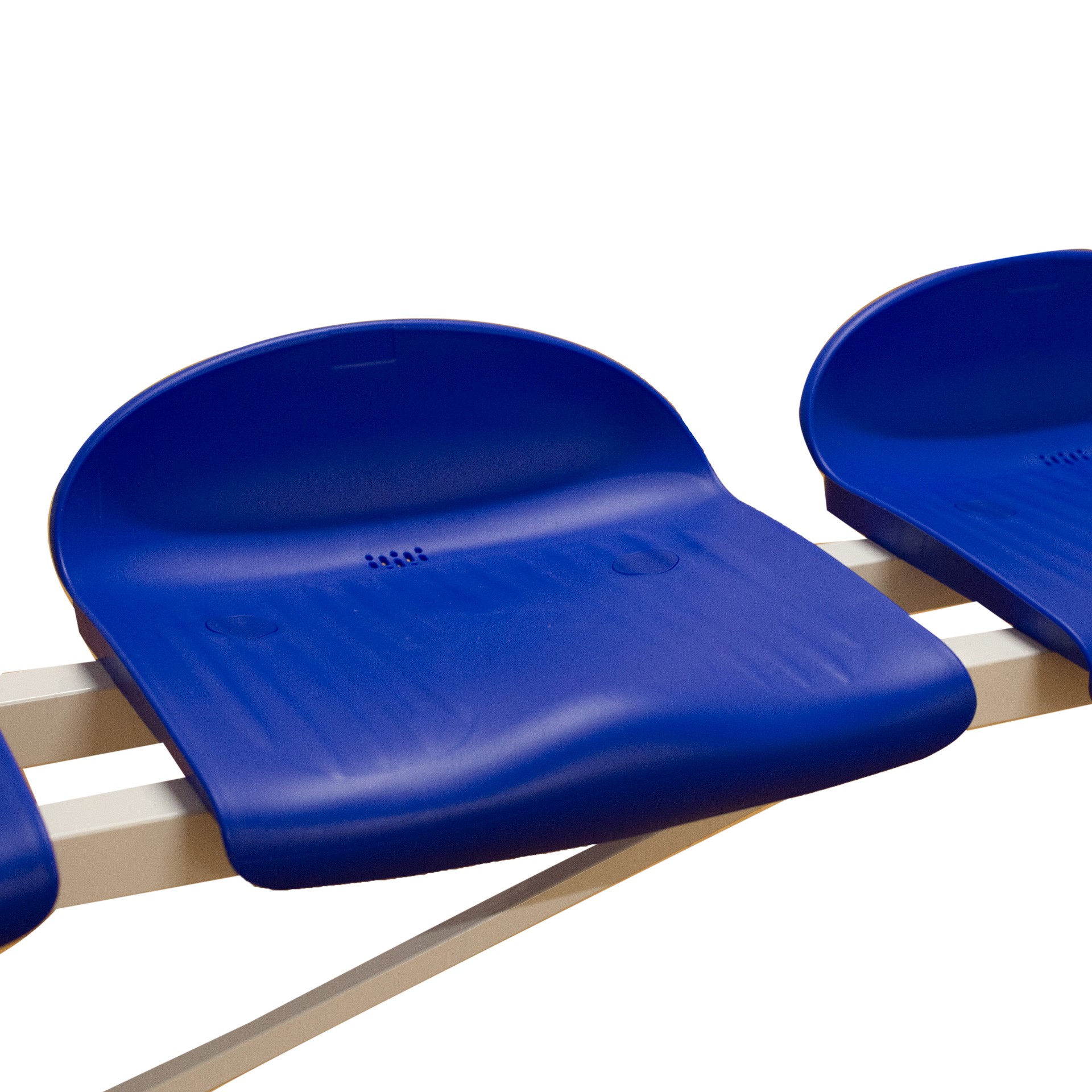 BANCO METÁLICO CON ASIENTOS AZUL PVC-5 PLAZAS- RESPALDO BAJO - Imagen 2