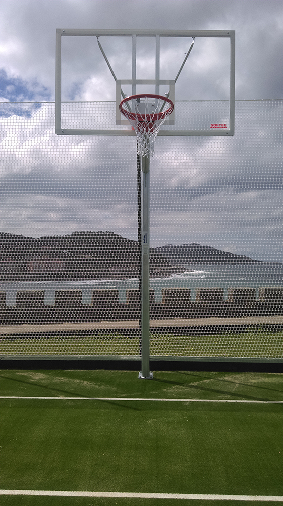 JGO CANASTAS GALVANIZADAS BALONCESTO MONOTUBO NEW TUBO 114 MM FIJAS CON BASE ANCLAJE-SIN TABLERO,ARO - Imagen 2