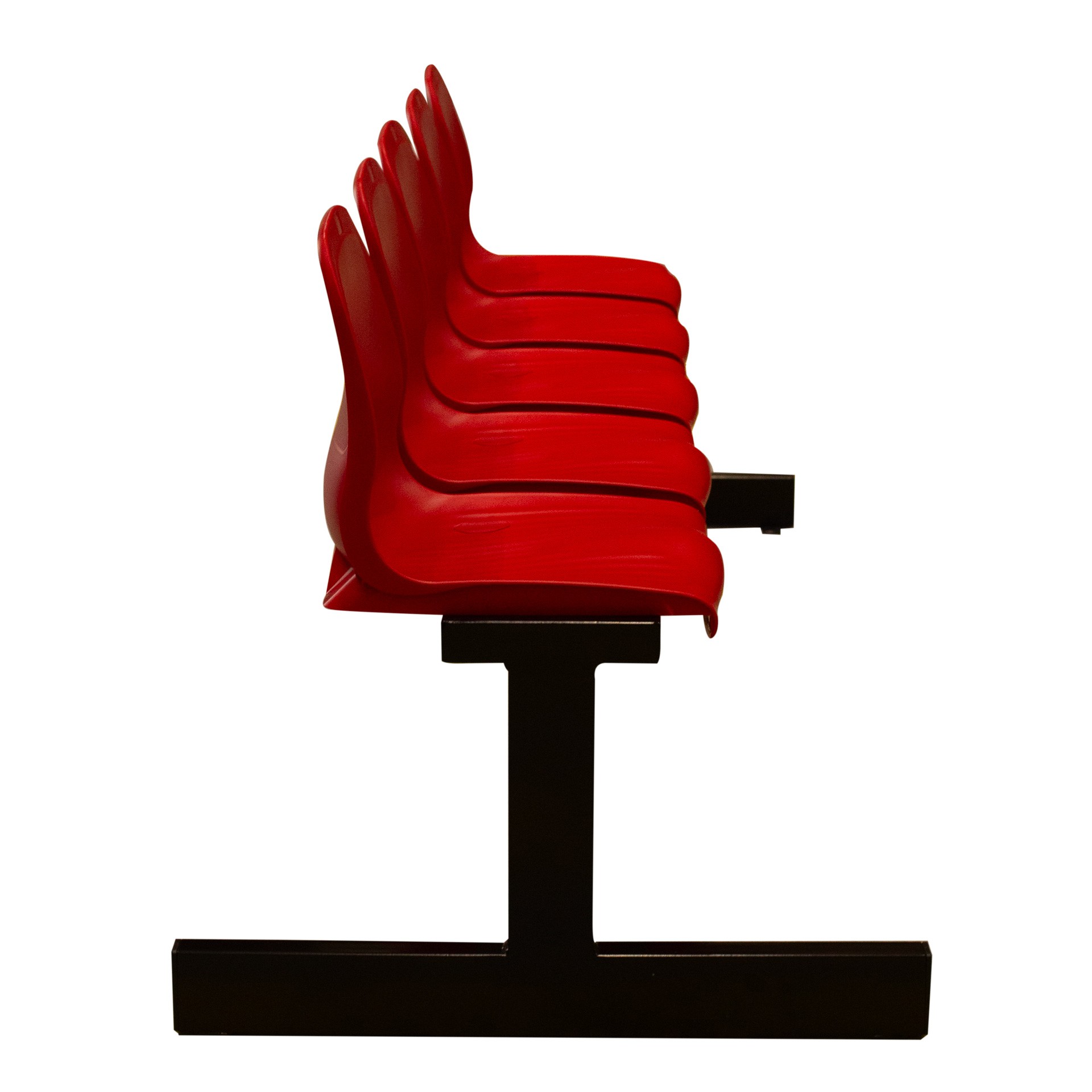 BANCO METÁLICO NEW CON ASIENTO ROJO PVC -5 PLAZAS- RESPALTO ALTO - Imagen 2