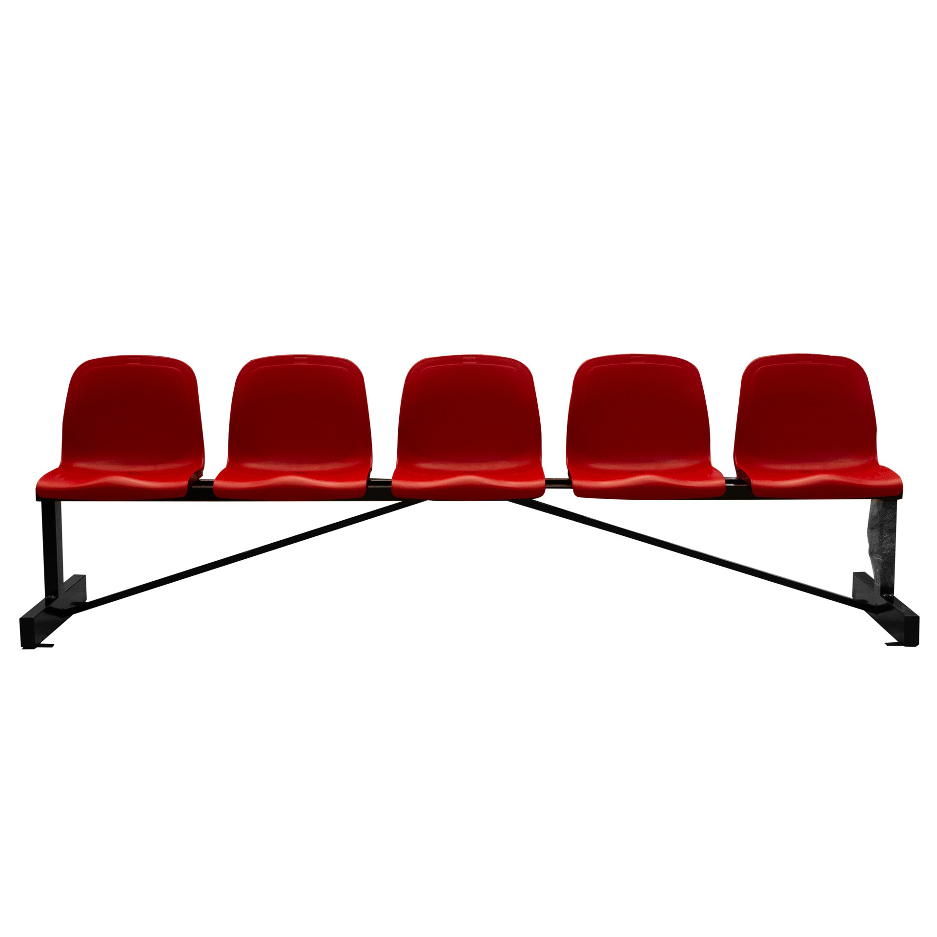 BANCO METÁLICO NEW CON ASIENTO ROJO PVC -5 PLAZAS- RESPALTO ALTO - Imagen 3